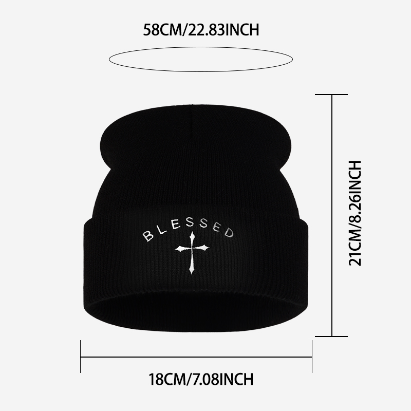 Berretto Ricamato con Croce, C - Beanie Cuffed Knit recensione e prezzo